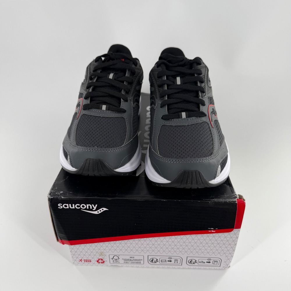 Saucony Cohesion 17 Mens Running Shoes Shadow Black Red Wide 4E S20944-101 Sz 8 - Picture 7 of 8